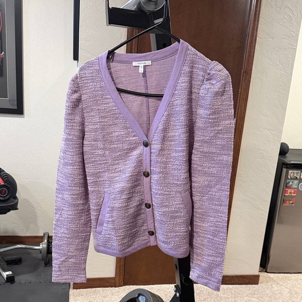 Maurices Lavender Textured V-Neck Cardigan